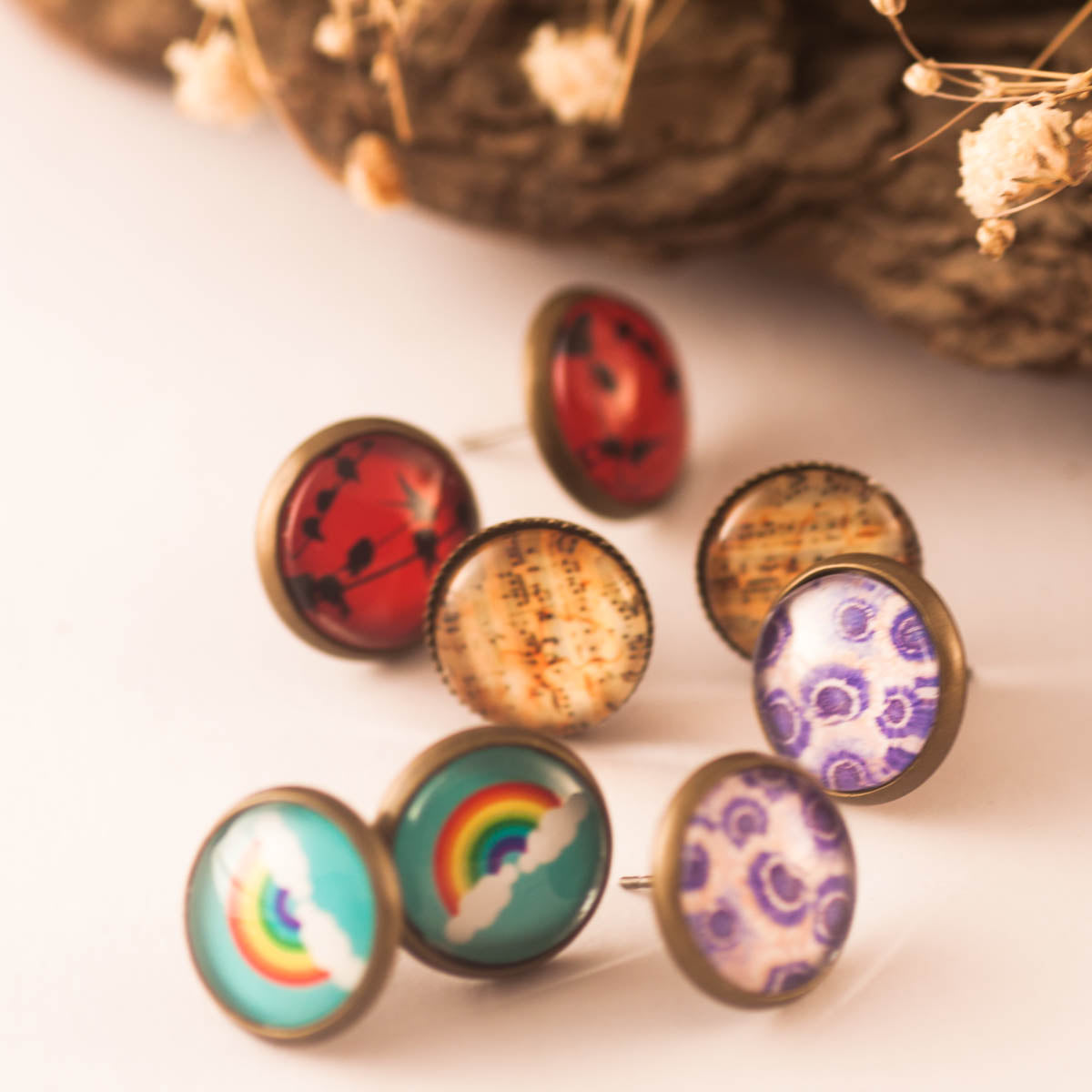 Set 4 pares de pendientes Tuerca
