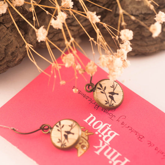 Pendientes pájaros mini en madera