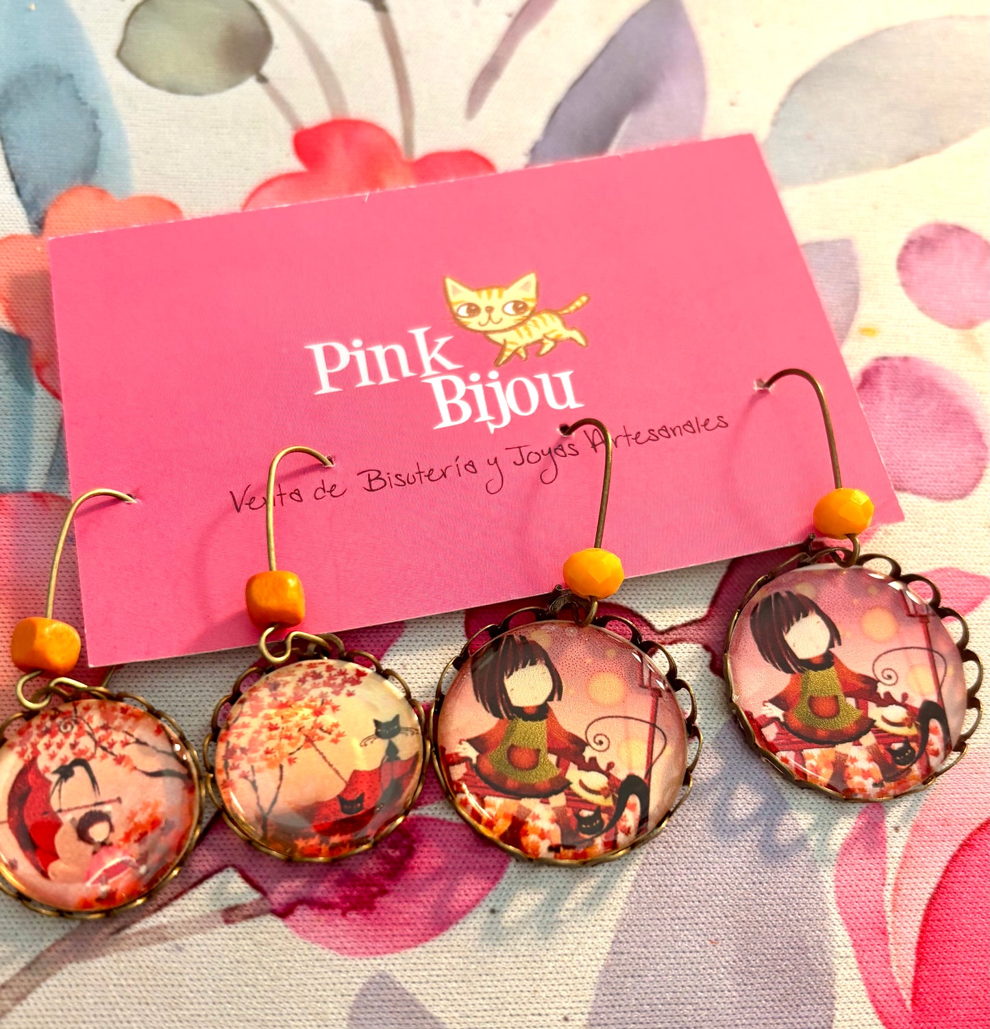 Set dos pares pendientes gatitos negros